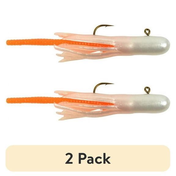 (2 pack) Berkley PowerBait Pre-Rigged Atomic Teasers Fishing Bait, Pearl/Orange