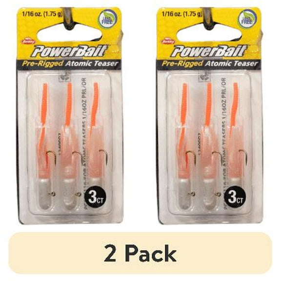 (2 pack) PowerBait Pre-Rigged Atomic Teasers Soft Bait 1/16 oz Size,  Pearl, Per 3 1240002