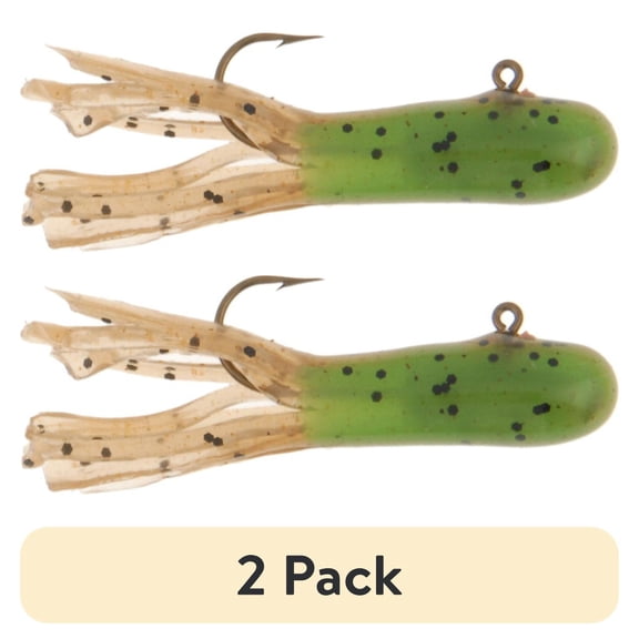 (2 pack) Berkley PowerBait Pre-Rigged Atomic Tubes Fishing Bait, Grasshopper