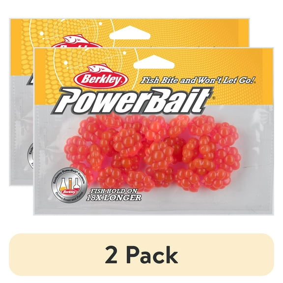 (2 pack) Berkley PowerBait Trout/Steelhead Egg Clusters Fishing Bait, Shrimp