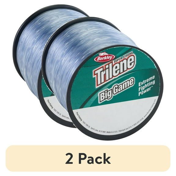 (2 pack) Berkley Trilene Big Game Monofilament Fishing Line, Steel Blue, 10 lb Test Strength, 1500 yd