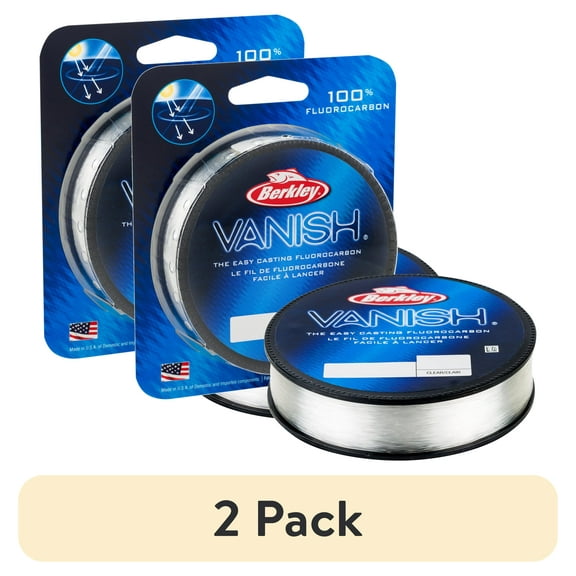 (2 pack) Berkley Vanish Fluorocarbon Fishing Line, Clear, 6 lb Test Strength, 250 yd
