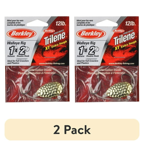 (2 pack) Berkley Walleye Mono Rig, Hammered Gold Indiana Blade, 4