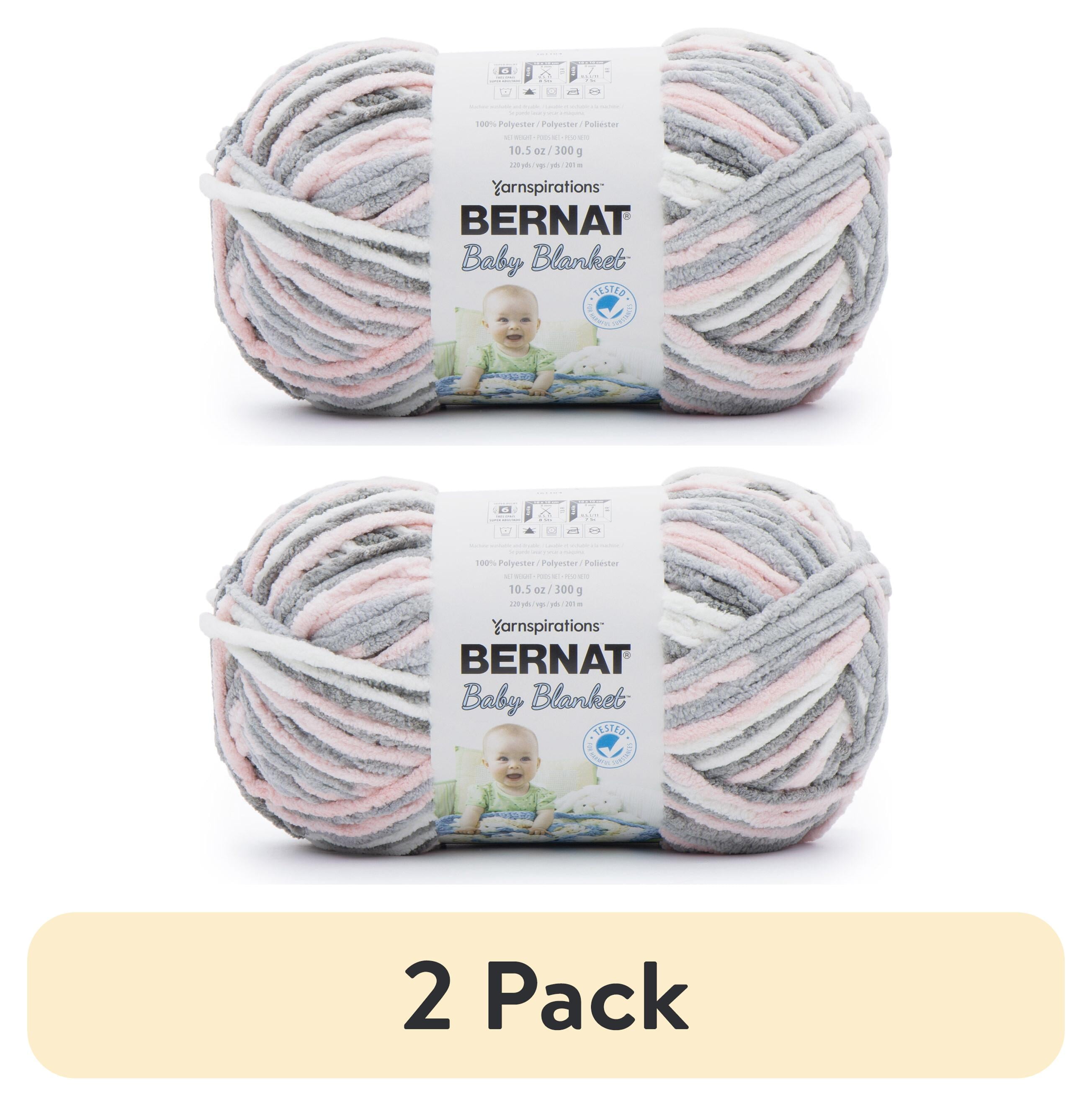(2 pack) Bernat® Baby Blanket™ #6 Super Bulky Polyester Yarn, Baby Grays 10.5oz/300g, 220 Yards
