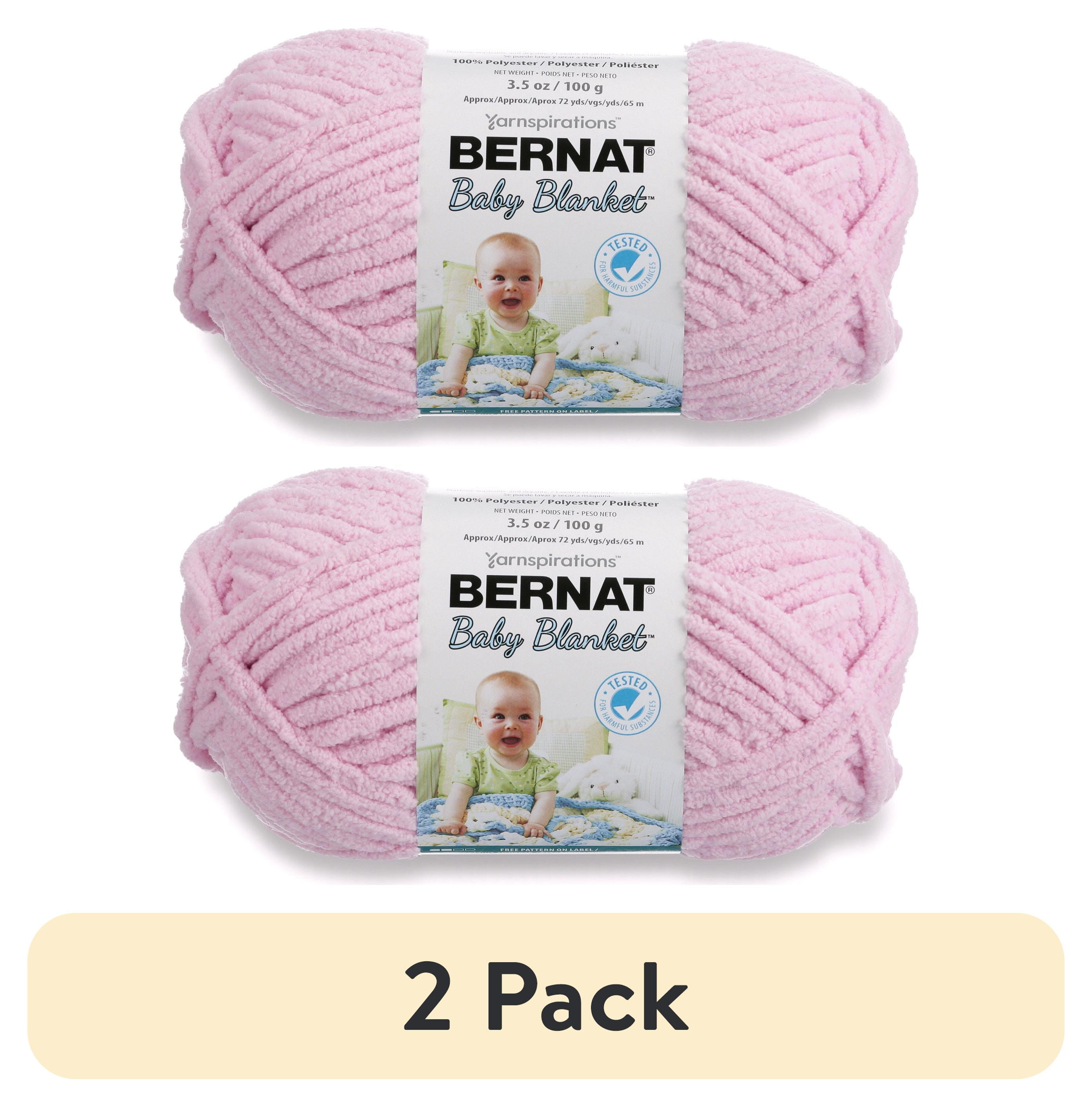 (2 pack) Bernat® Baby Blanket™ #6 Super Bulky Polyester Yarn, Baby Pink 3.5oz/100g, 72 Yards