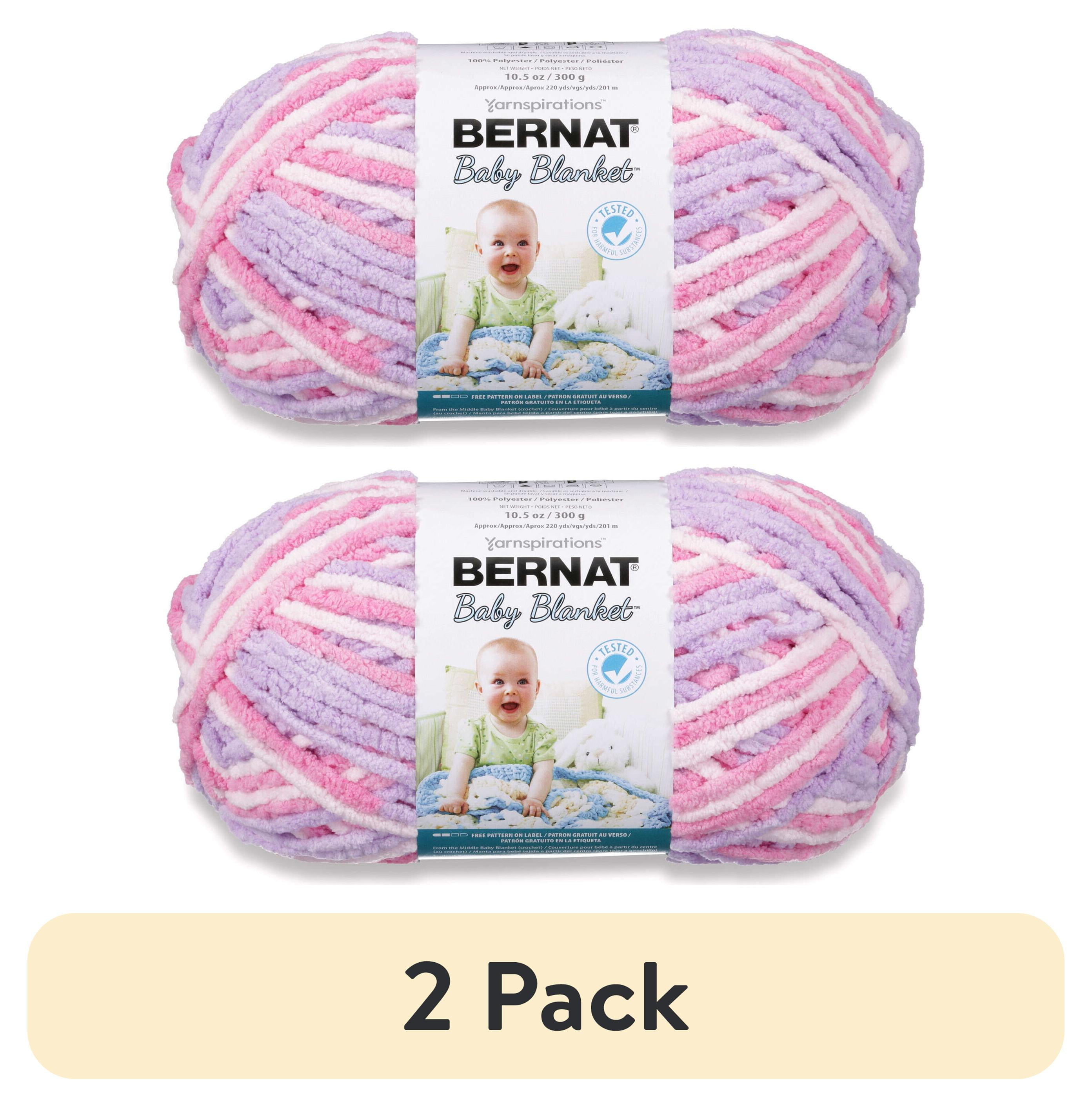 (2 pack) Bernat® Baby Blanket™ #6 Super Bulky Polyester Yarn, Pretty Girl 10.5oz/300g, 220 Yards