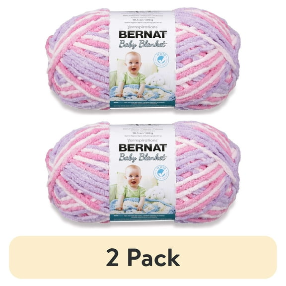 (2 pack) Bernat® Baby Blanket™ #6 Super Bulky Polyester Yarn Pretty Girl 10.5oz/300g 220 Yards