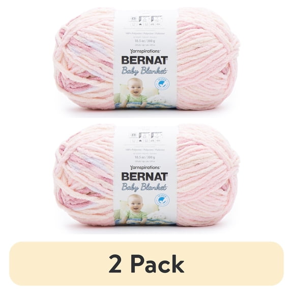 (2 pack) Bernat® Baby Blanket™ #6 Super Bulky Polyester Yarn, Raspberry Kisses 10.5oz/300g, 220 Yards