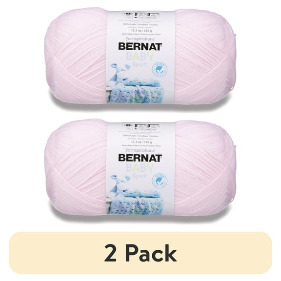 (2 pack) Bernat Baby Sport 3 DK Acrylic Yarn, Baby Pink 10.5oz/300g, 1077 Yards