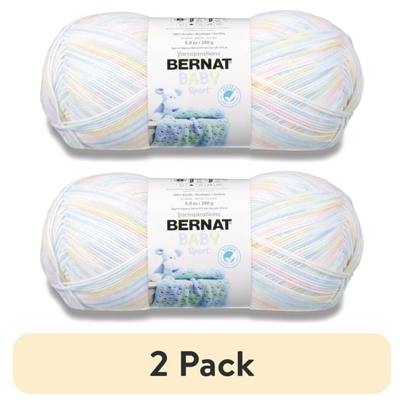 (2 pack) Bernat® Baby Sport™ #3 Light Acrylic Yarn, 9.8oz, 816m, 861 Yards Baby Baby Ombre