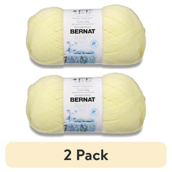 (2 pack) Bernat Baby Sport Yarn, Baby Yellow, 12.3oz(350g), Light, Acrylic