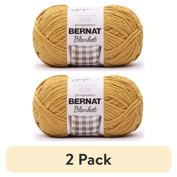 (2 pack) Bernat® Blanket™ #6 Super Bulky Polyester Yarn, Gold 10.5oz/300g, 220 Yards