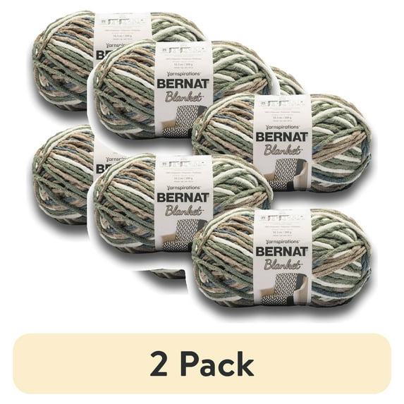 (2 pack) Bernat® Blanket™ #6 Super Bulky Polyester Yarn, Mist 10.5oz/300g, 220 Yards (4 Pack)