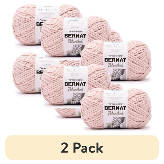 (2 pack) Bernat® Blanket™ #6 Super Bulky Polyester Yarn, Pink Dust 10.5oz/300g, 220 Yards (4 Pack)