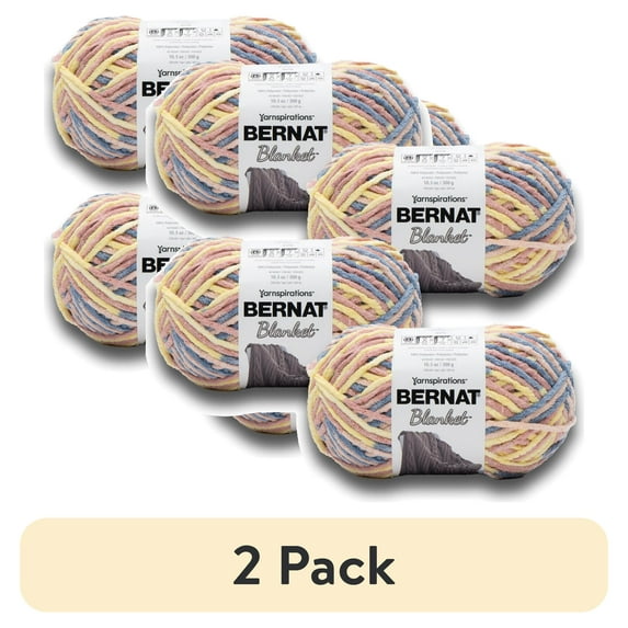 (2 pack) Bernat® Blanket™ #6 Super Bulky Polyester Yarn, Pink Lagoon 10.5oz/300g, 220 Yards (4 Pack)