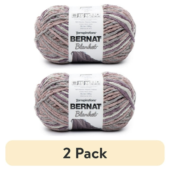 (2 pack) Bernat® Blanket™ #6 Super Bulky Polyester Yarn, Purple Haze 10.5oz/300g, 220 Yards