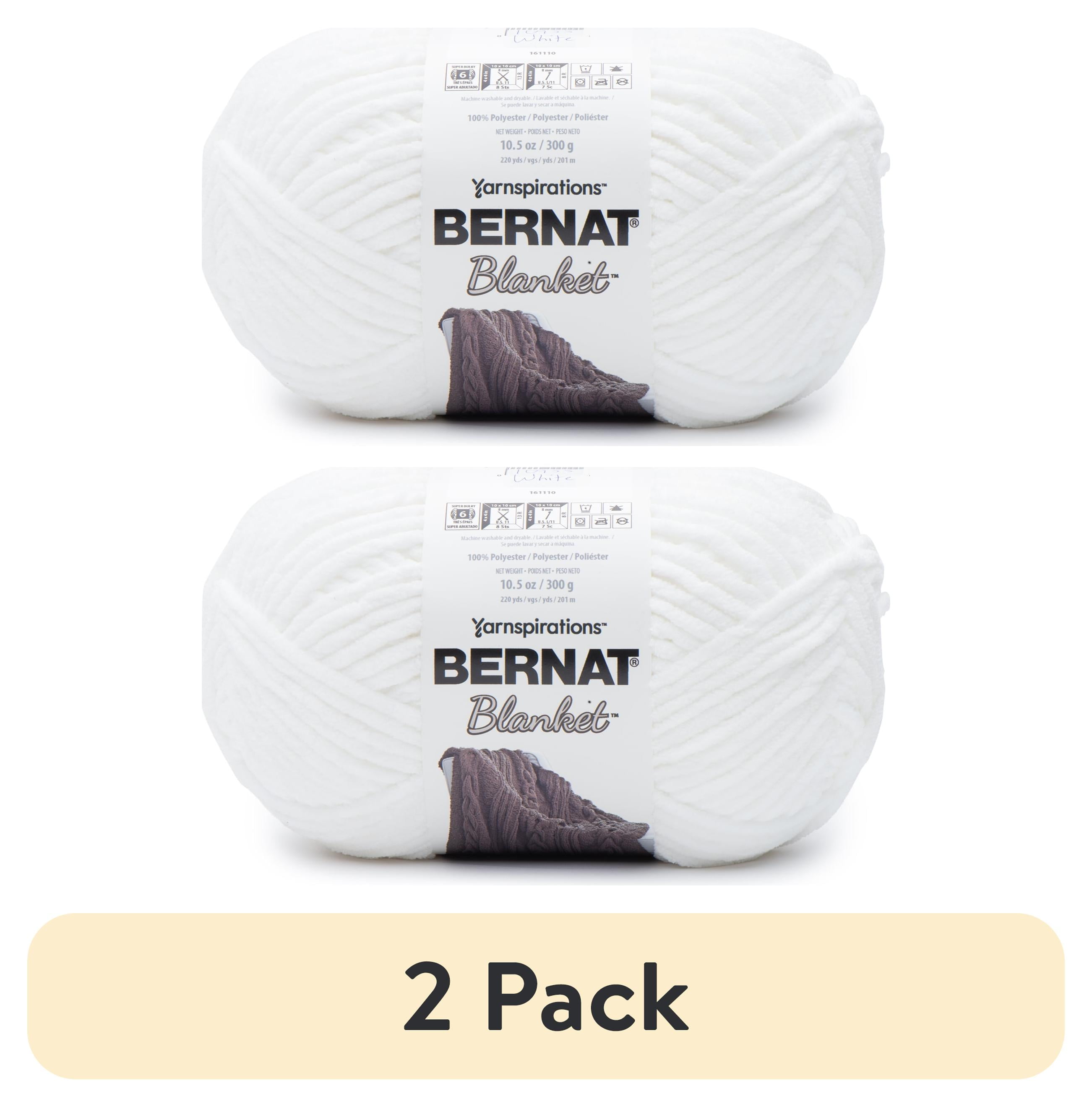 (2 pack) Bernat® Blanket™ #6 Super Bulky Polyester Yarn, White 10.5oz/300g, 220 Yards