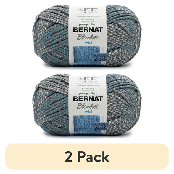 (2 pack) Bernat Polyester Blanket Twists Yarn (300g/105. oz) ,High Tide