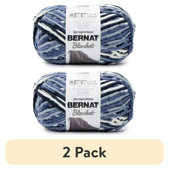 (2 pack) Bernat Blanket Yarn, Faded Blues, 10.5oz(300g), Super Bulky, Polyester