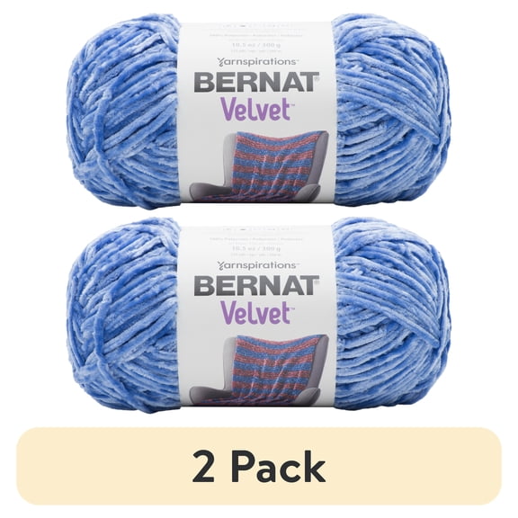 (2 pack) Bernat Bulky 100% Polyester Velvet Rich Blue Yarn, 315 yd