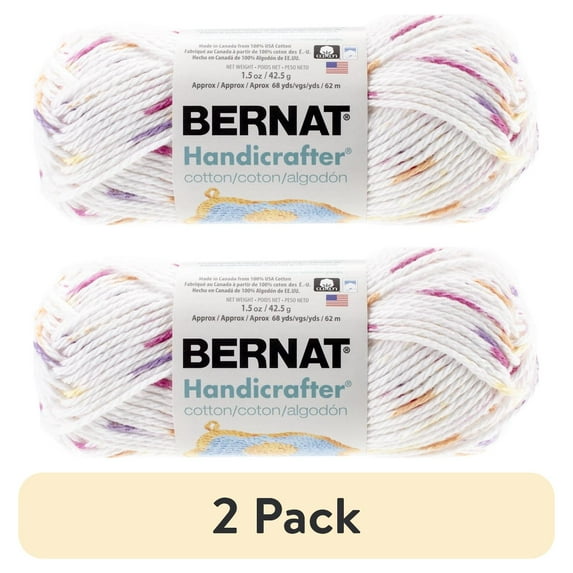 (2 pack) Bernat® Handi Cotton sb™ #4 Worsted (Medium) Cotton Yarn, Floral Prints 1.76oz/50g 80 Yards
