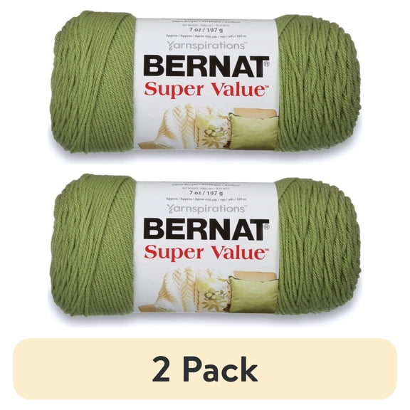 (2 pack) Bernat Super Value Yarn, Fern, 7oz(197g), Medium, Acrylic
