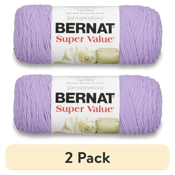 (2 pack) Bernat® Super Value™ #4 Worsted (Medium) Acrylic Yarn, Lilac 7oz/197g 440 Yards