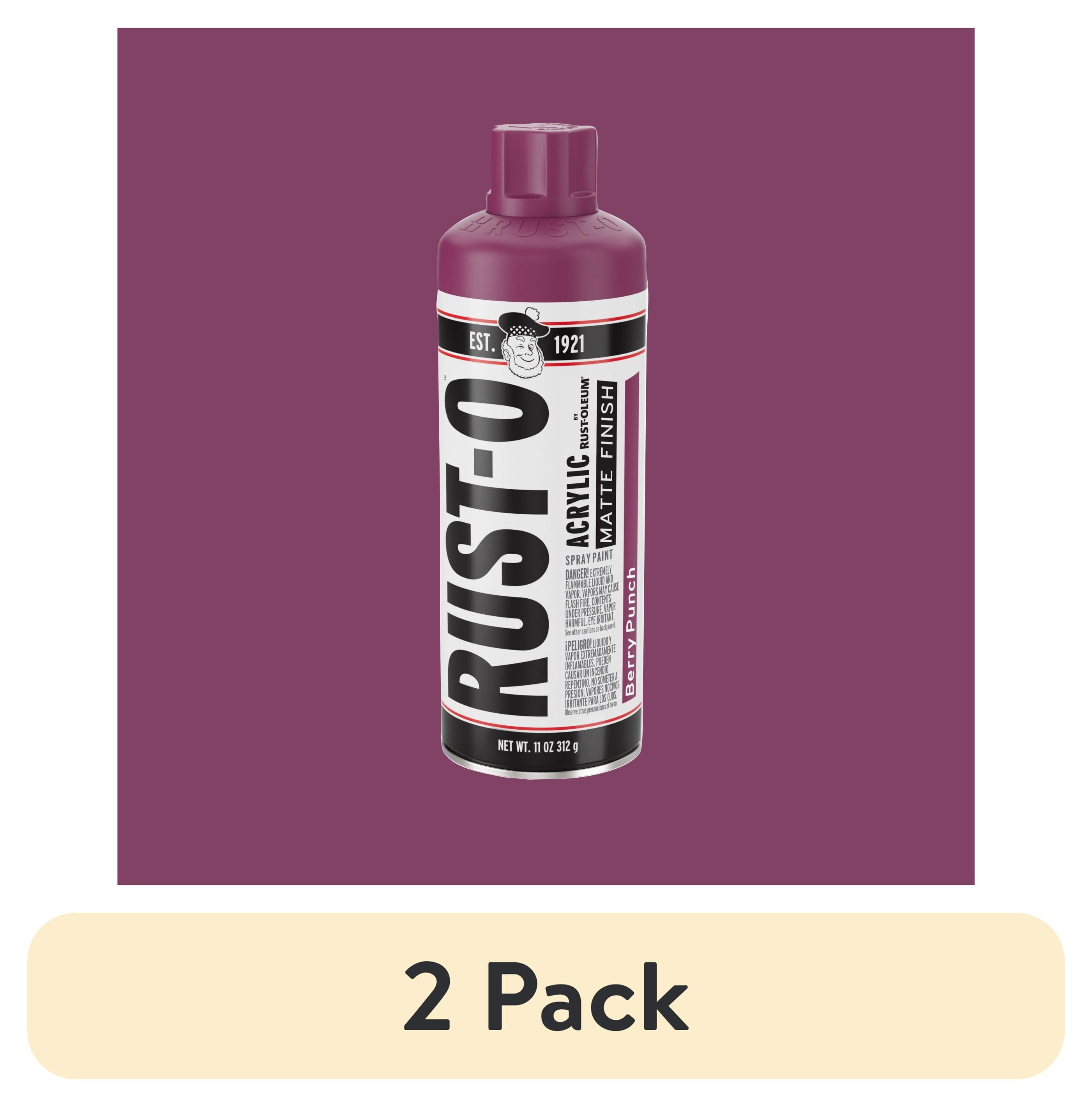 (2 pack) Berry Punch, Rust-Oleum Rust-O Acrylic Matte Spray Paint-392218, 11 oz