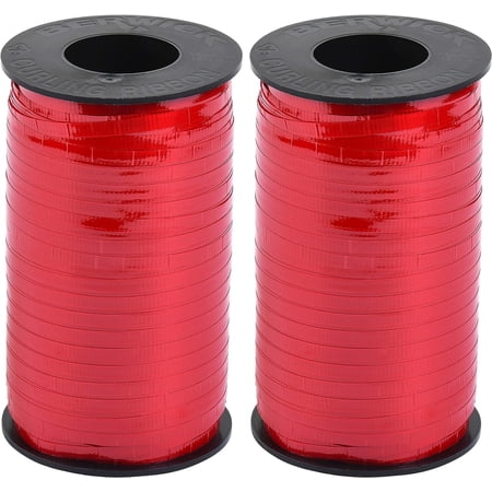 2-pack - Berwick Splendorette Crimped Curling Ribbon 3/16" x 500yds, Red Glossy Lacquer