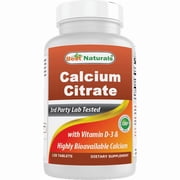 2 pack Best Naturals Calcium Citrate with Vitamin D-3 120 Tablets