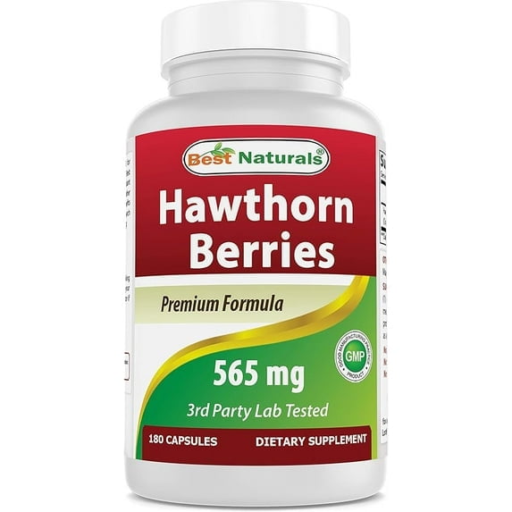 (2 pack) Best Naturals Hawthorn Berry 565 mg 180 Capsules