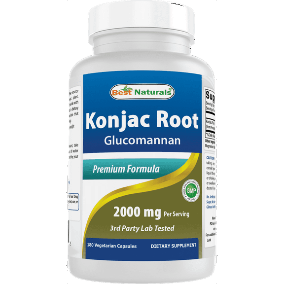 (2 pack) Best Naturals Konjac Root 2000 mg 180 Vegetarian Capsules