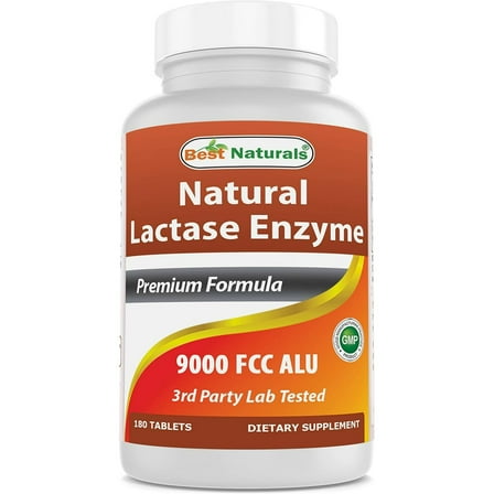 (2 pack) Best Naturals Lactase Enzyme 9000 FCC ALU  180 Tablets, Fast Acting Relief