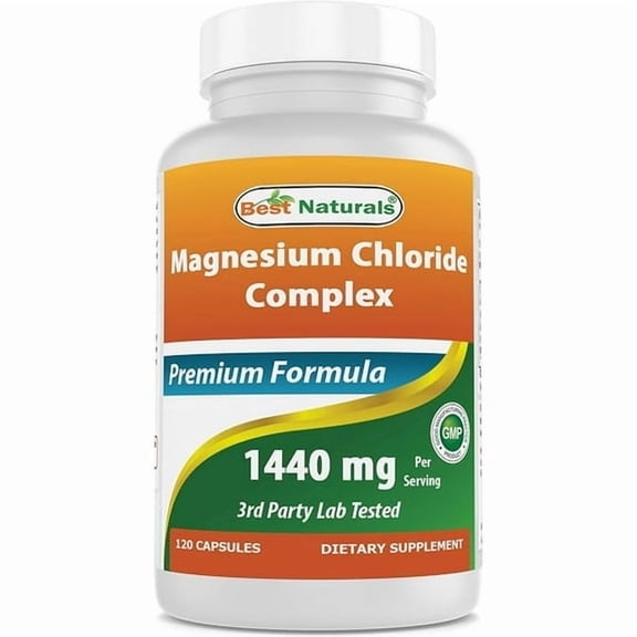 (2 pack) Best Naturals Magnesium Chloride (Cloruro De Magnesio) Complex 1440 mg per Serving - 120 Capsules