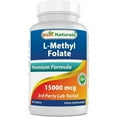 thumbnail image 1 of (2 pack) Best Naturals Methyl Folate 15000 mcg (15mg) (Most Bio-Available) 60 Tablets, 1 of 9