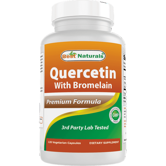 (2 pack) Best Naturals Quercetin with Bromelain 120 Vegetarian Capsules - 800 mg of Quercetin & 165 mg of Bromelain (400 GDU/g) | (Total 120 Vegetarian Capsules)