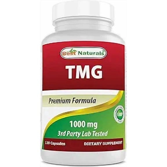 (2 pack) Best Naturals TMG Trimethylglycine (as Betaine Anhydrous) 1000 mg Serving - 120 Capsules - Healthy Homocysteine Levels & Methylation Support (120 Count (Pack of 1))