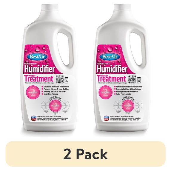 (2 pack) BestAir® 1T HumidiTreat™ Extra Strength Humidifier Water Treatment, 32 fl oz