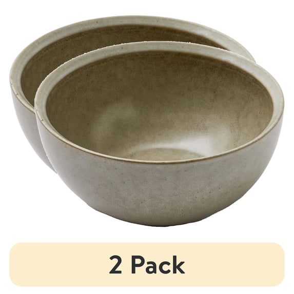 (2 pack) Better Homes & Gardens Banks Cream Stoneware Cereal Bowl, 6 in