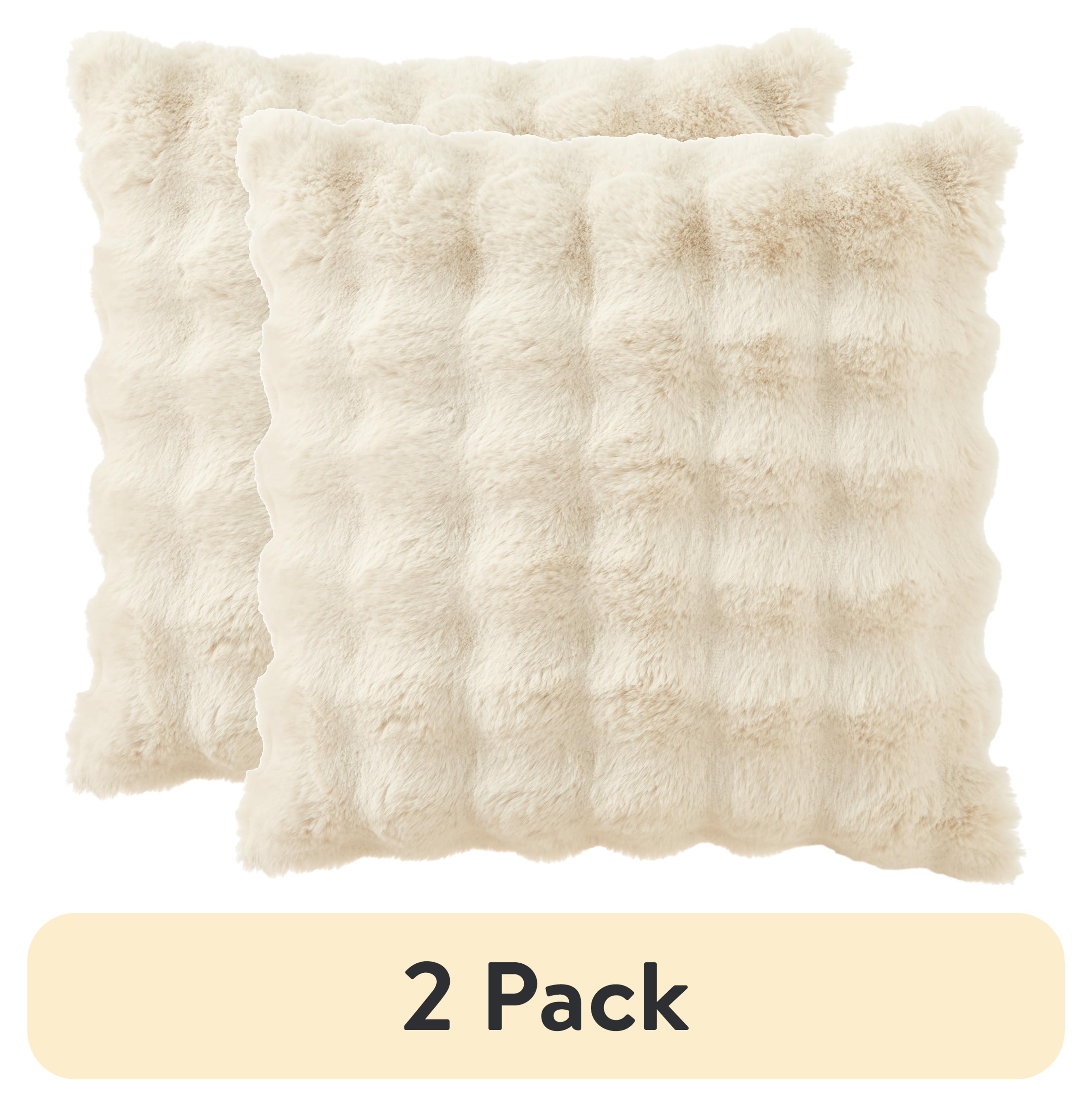 (2 pack) Better Homes & Garden 22" x 22" Bubble Fur Decorative Throw Pillow For Adult