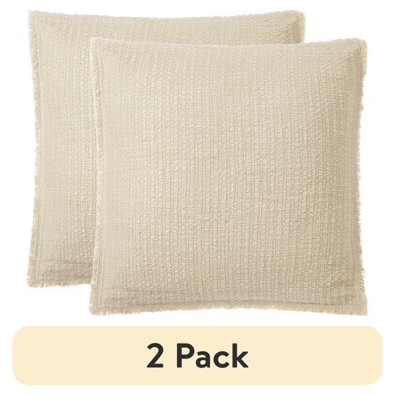 (2 pack) Better Homes & Gardens 22" x 22" Papyrus Beige Sunny Decorative Throw Pillow for Adults