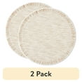 (2 pack) Mainstays Lilli Fabric Placemat, Natural, 17 in Round, 1 Piece ...