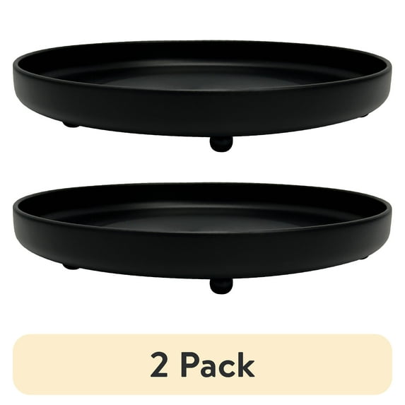 (2 pack) Better Homes & Garden Metal Black Saucer 8in