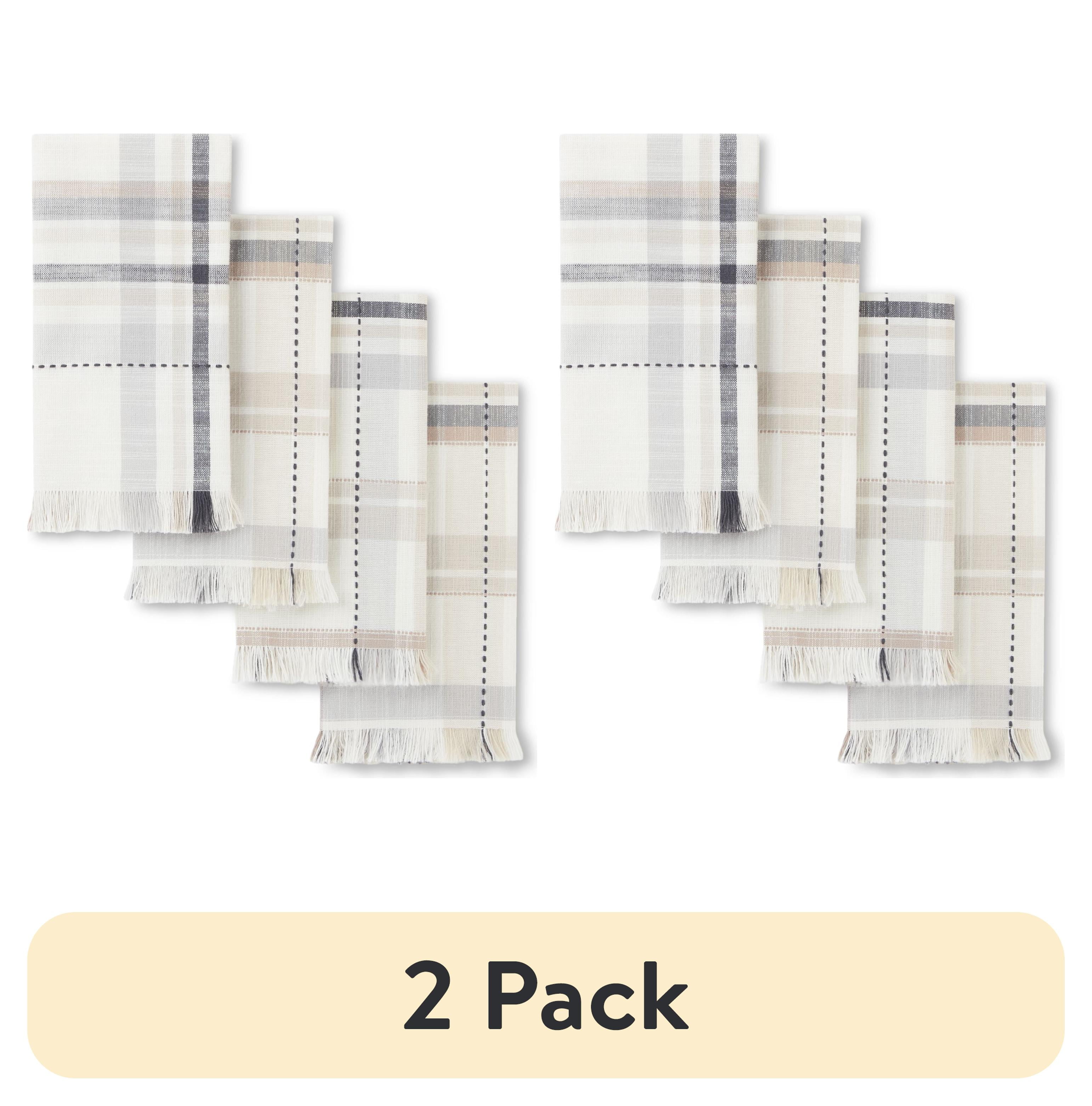 (2 pack) Better Homes & Garden Monday Square Fabric Napkin Set, Beige, 20"W x 20"L, 4 Pieces