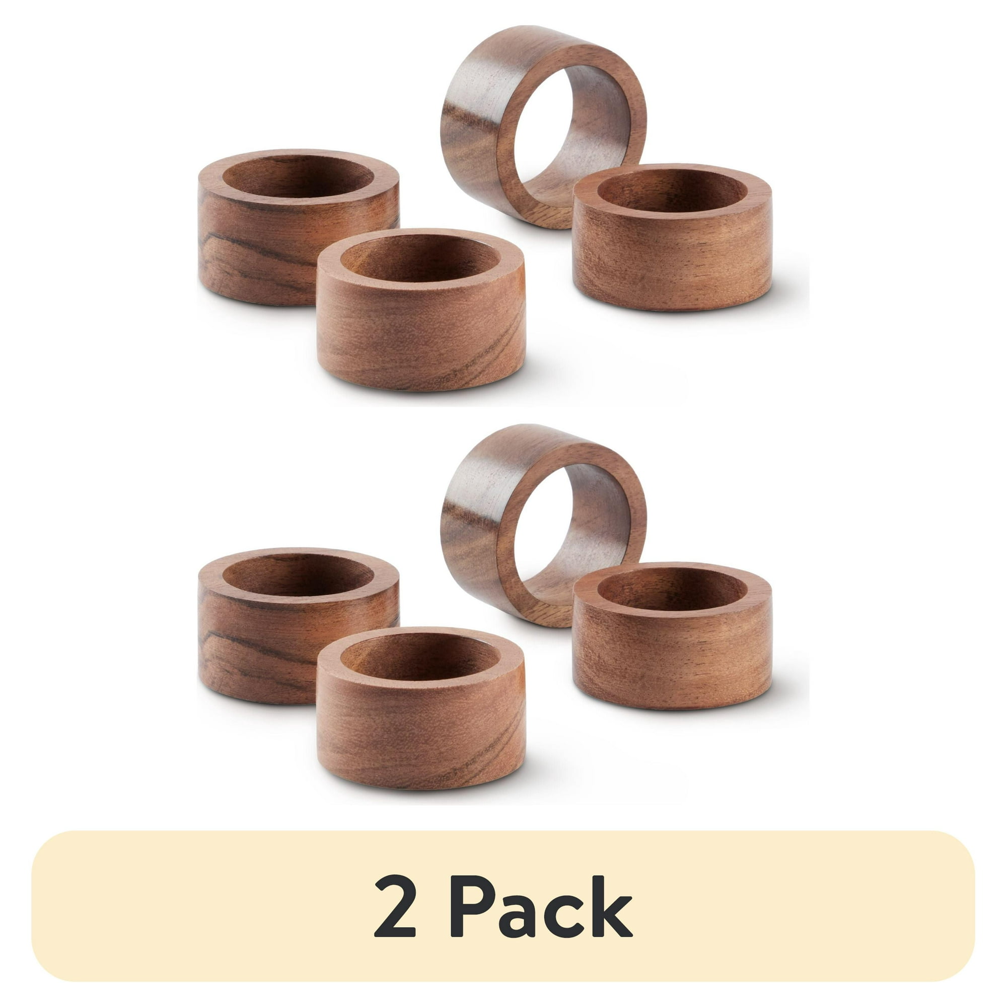 (2 pack) Better Homes & Garden Napkin Rings, Brown, 4 Pieces
