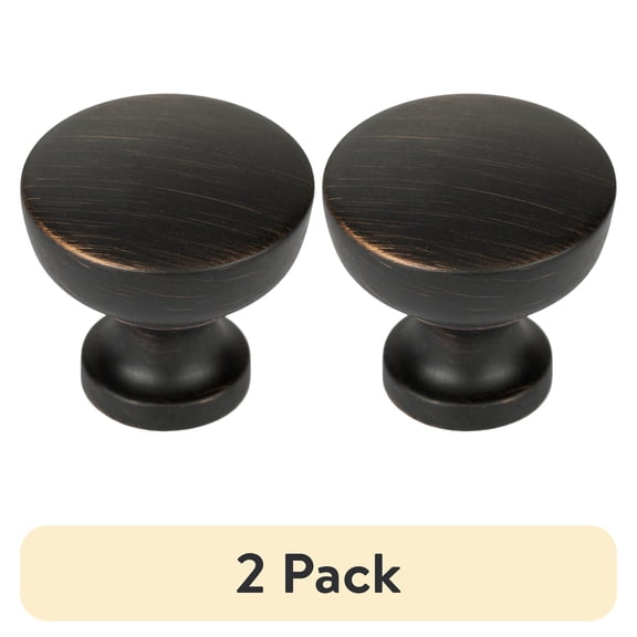 (2 pack) Better Homes & Gardens 1-1/4 Inch Modern Knob, Oil Rubbed Bronze, 2 pack