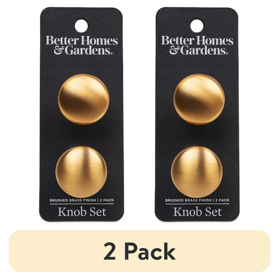 (2 pack) Better Homes & Gardens 1-3/16" (30mm) (4oz) Round Knob, Brushed Brass, 2 Pack