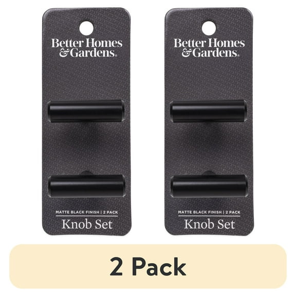 (2 pack) Better Homes & Gardens 1-9/16" (40mm) (3.5oz) Bar Knob, Matte Black, 2 Pack