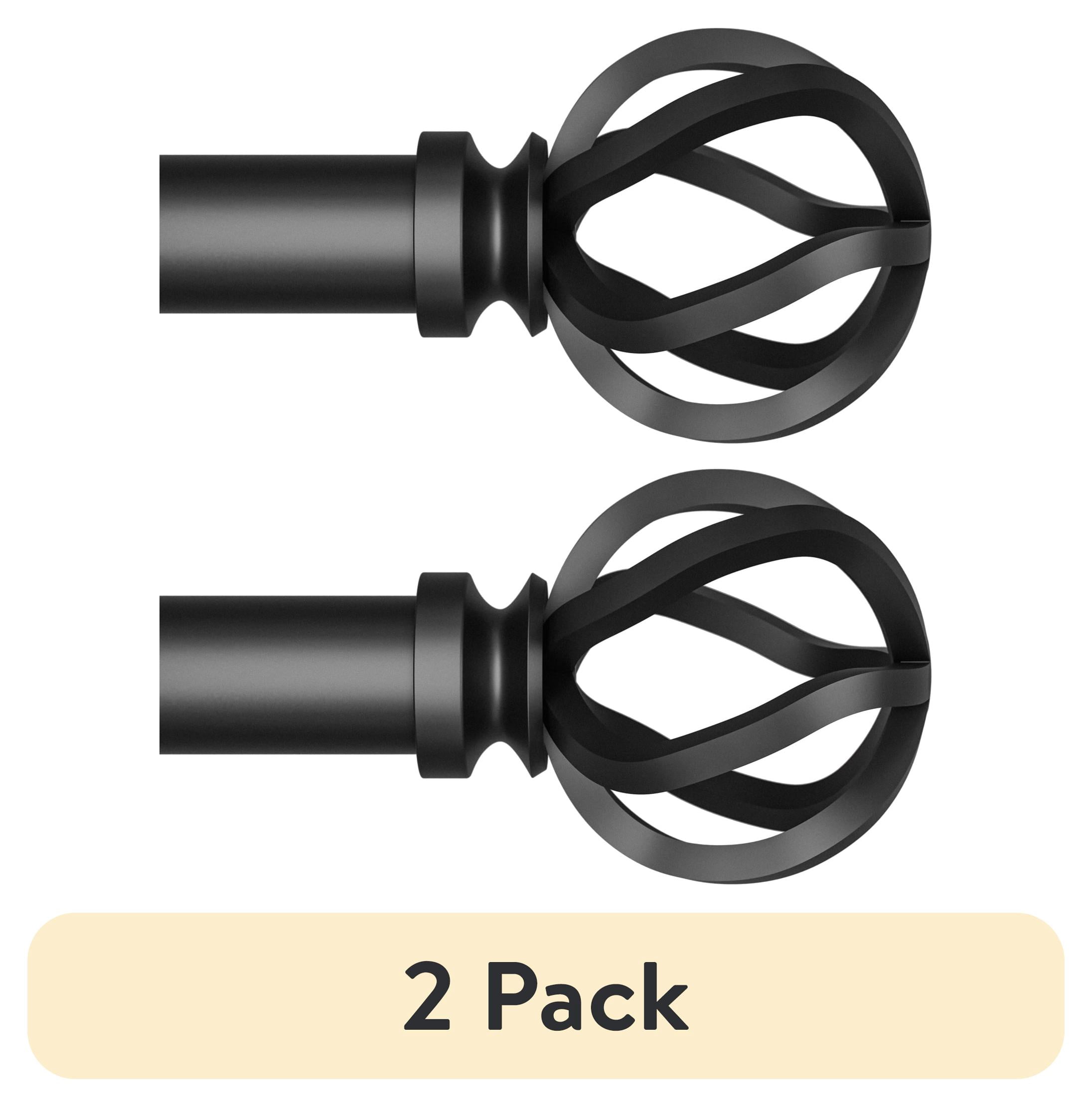 (2 pack) Better Homes & Gardens 1" Matte Black Cage Adjustable Single Curtain Rod Set, 120" to 180"