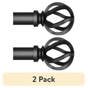 (2 pack) Better Homes & Gardens 1 in Black Cage Adjustable Single Curtain Rod Set, 120 in to 180 in